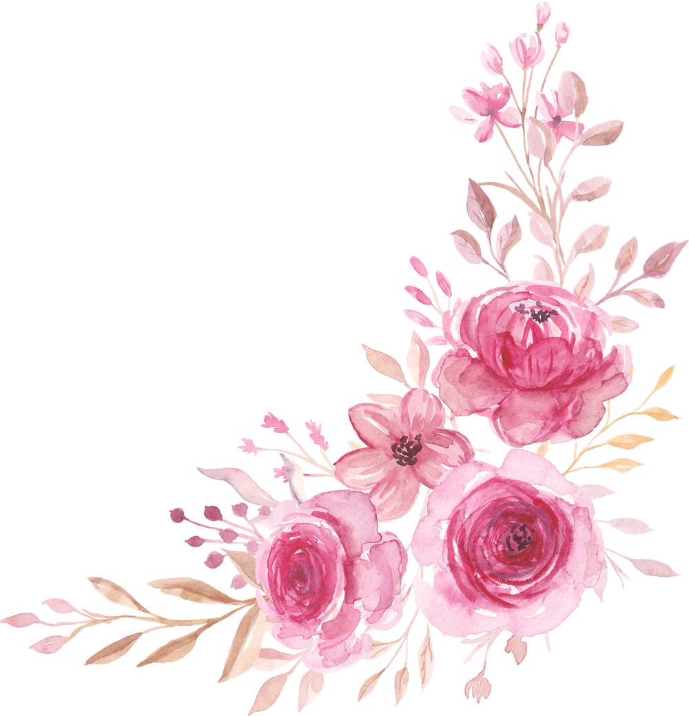 flower arrangement lace border with flower pink